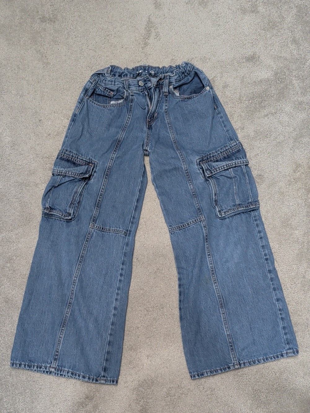 Old Navy Blue Wide-Leg Cargo Jeans